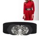 thumbnail image 5 of Vestido de mujer Cinturón elástico Vintage PU Cuero Metal Slim Fit Hebilla Cinturón Negro, 5 of 8