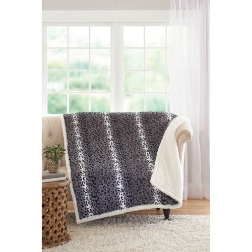 Better Homes&gardens Bhg Fur/sherpa Throw Snow Leopard