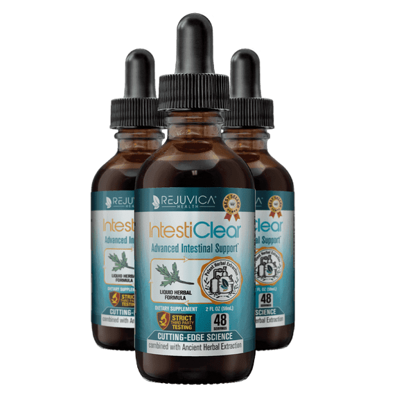 Rejuvica Health IntestiClear - Intestinal Cleanse Supplement with Wormwood, Ginger & More | 3-Pack