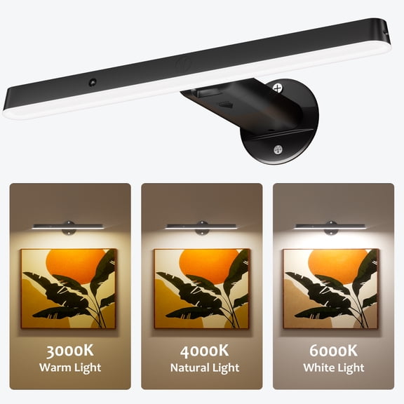 MEHOOM Rechargeable Cordless Wall Light with Controller and Timer, Dimmable 5400mAh Wall Lights Battery Operated for Wall , Wall Decor, Picture Lights for Artworking, Portrait Dartboard - Black