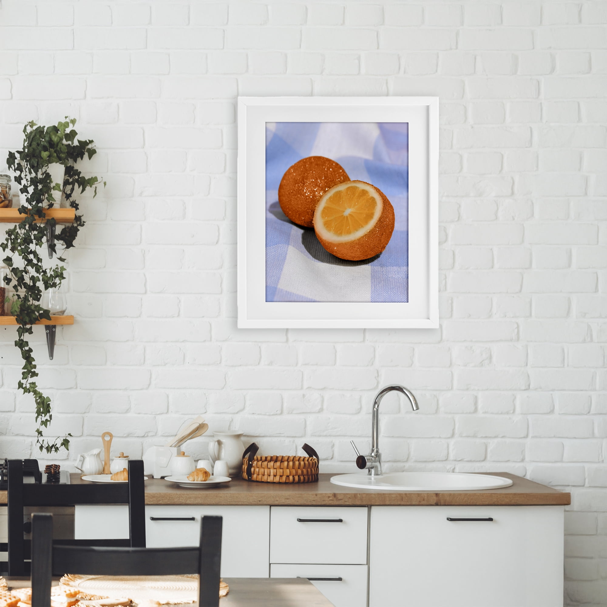 Stupell Industries Glimmer Orange on Blue White Framed Print Under Glass, design by LISH Creative