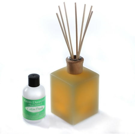 - CandleTEK Decor Fluted Flameless Candle Reed Diffuser, Cotton Fresh Scent