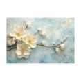 thumbnail image 5 of Mudket Framed Canvas Wall Art Ready to Hang, White Magnolia Gold Branch Blue Print, Botanical Wall Decor Canvas Artwork for Entryway Bedroom Living Room, Cream Floral Pictures - 12"L x 8"W, 5 of 10