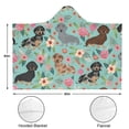 thumbnail image 3 of Wearable Blanket,Dachshund and Flower Hooded Wearable Flannel Blanket for Adults & Teens with Buckle,Winter Poncho Shawl Wrap Cape,60"x80", 3 of 5