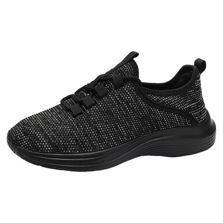 

MIASHUI Walking Shoes Pattern Solid Color Mesh Casual Shoes Womens Sneakers Black 7