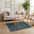 thumbnail image 3 of ODIKA 4'x6' Blue Geometric Floral Elegance Washable Area Rug Intricate Lagoon Inspired Motif Design for Dorm Room, Small Living Stain Resistant Low Profile, Easy Care, 3 of 7