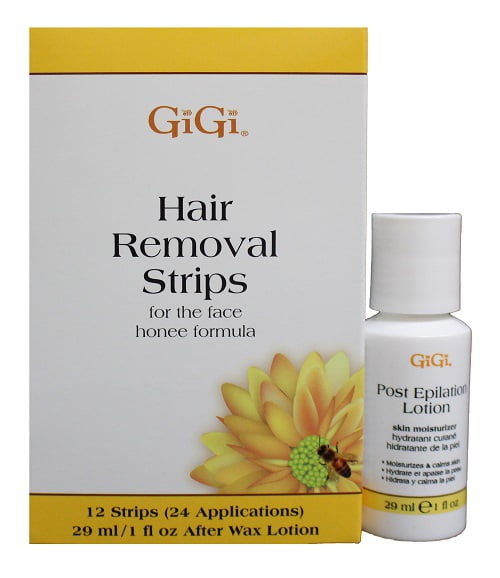 Gigi Hair Removal Strips for the Face - 12 Strips w/ 1oz Post Epilation Lotion