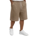 thumbnail image 2 of Men's Baggy Sweat Shorts Cotton Long Below Knee Fleece Capri Shorts Sport Cycling Gym Casual 3/4 Pants with Pockets Light Brown 3XL, 2 of 7