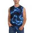 thumbnail image 1 of Fotbe Blue Lightning Men's Camiseta sin Mangas Estampada para Hombres, Playera Casual para Gimnasio, Entrenamiento, Playa-3X-Large, 1 of 7