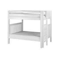 Camaflexi Twin over Twin Bunk Bed - Mission Headboard - Lateral Angle Ladder - White Finish