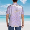 thumbnail image 4 of Fuzoiu Lavender Glitter Foil Stripes Print Hawaiian Shirt for Men, Summer Beach Casual Short Sleeve Button Down Shirts, Men’s Beach Summer Shirts with Pocket,XX-Large, 4 of 7