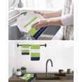 thumbnail image 5 of Navy Blue Green Stripe Kitchen Dish Towels for Drying Dishes Set of 3, Modern Art Horizontal Striped Waffle Weave Microfiber Hand Tea Bathroom Towels Quick Dry & Absorbent Towel 15.7x23.6, 5 of 7