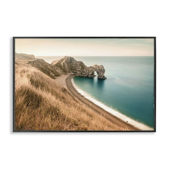 Stupell Industries Beach With Arched Cove Landscape & Nature Photography Black Framed Art Print Wall Art, 18 x 12