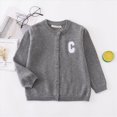thumbnail image 2 of KPOPLK Girls Cardigan Sweater Long Sleeve Cute Bow Button Bolero Toddler Kids Cotton Ruffle Knit Sweaters 2-12 Years Dark Gray Size 1-2 Years, 2 of 7