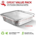 "Stock Your Home 8"" Square Foil Pans with Lids (50 Pack) - Disposable