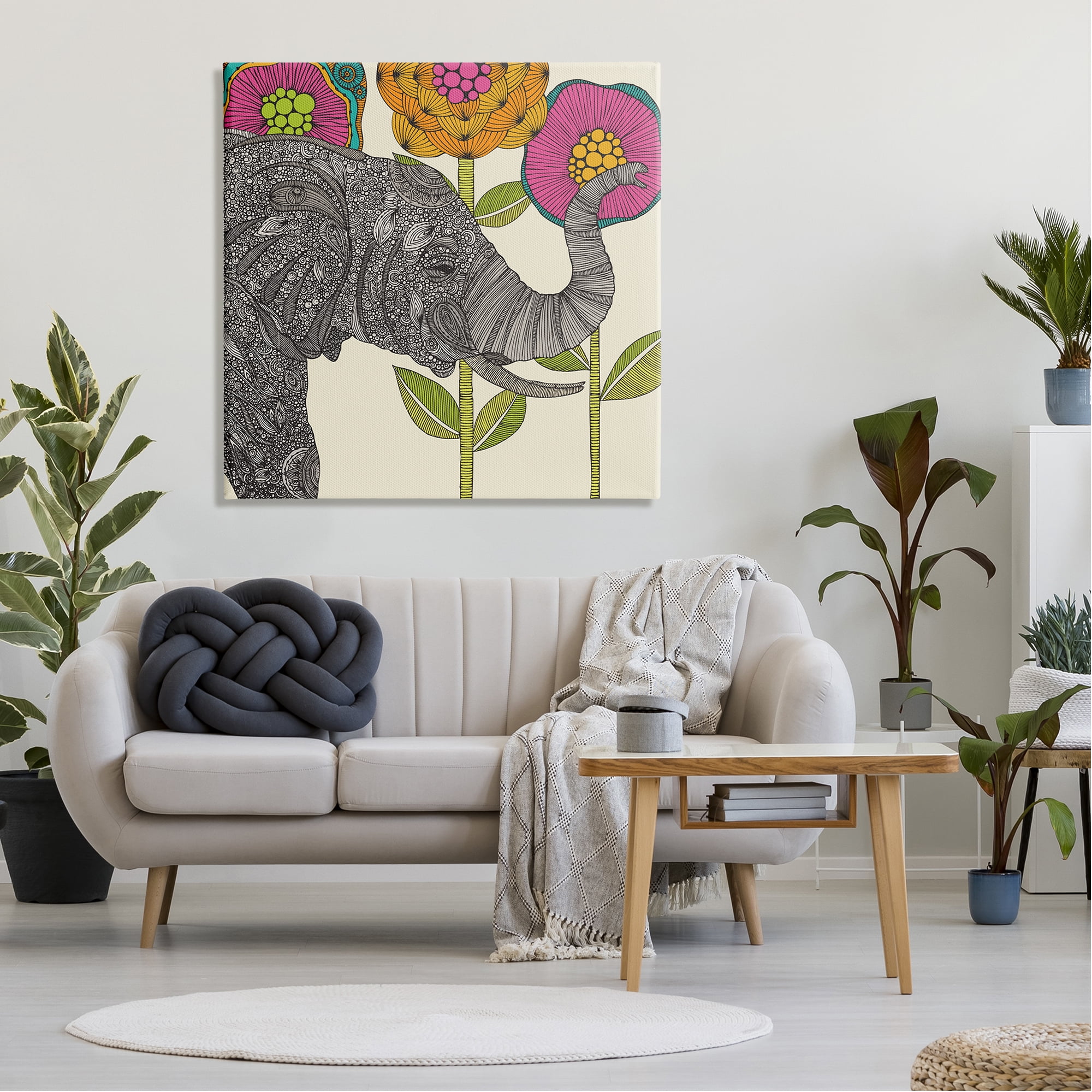 Stupell Industries Floral Elephant Wildlife Intricate Paisley Patterns Shapes Graphic Art Gallery Wrapped Canvas Print Wall Art, Design by Valentina Harper