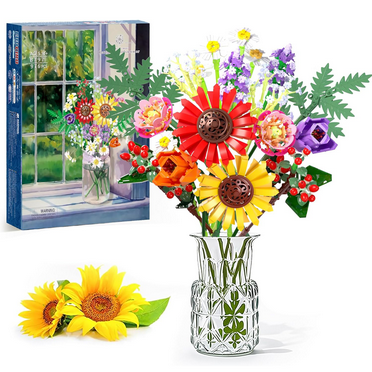 Honchoes Flowers Bouquet Building Set Compatible with Lego Botanical Home Decor Gift for Women 976Pcs