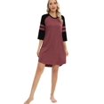 thumbnail image 6 of EFINNY Women's 3/4 Sleeve Nightgowns Contrast Color Nightdress Round Neck Nightshirt Comfy Cotton Sleepshirt S-3XL, 6 of 8