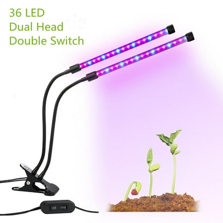 Adjustable Grow Light (Egrow 18W Dual-lamp LED Grow Light Dimmablec Plants Adjustable Flexible 360 Degree Gooseneck Growing)