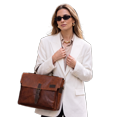 thumbnail image 2 of SHARO Adult Adjustable Strap Leather Briefcase with Adjustable Shoulder Strap, Brown, 2 of 6