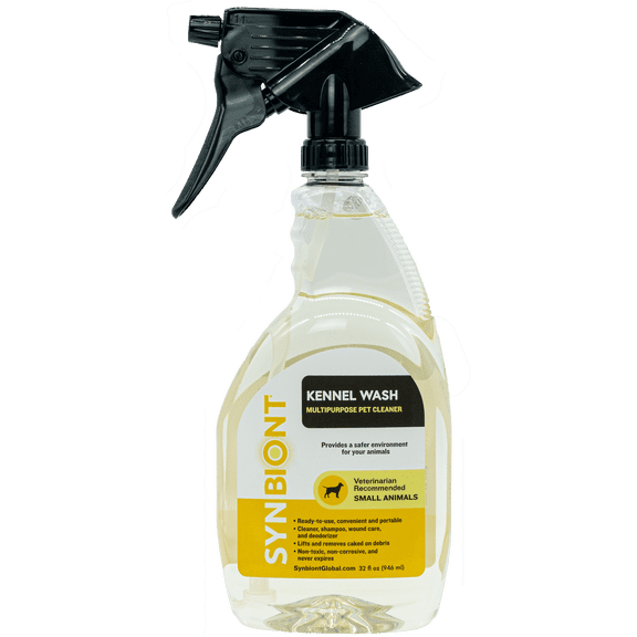 Synbiont Kennel Wash 32 oz Ready to Use - Cleaner & Deodorizer for Birds, Cats, Dogs, Rabbits, Chickens - Dog Kennel Deodorizer Alternative - Pet Shampoo