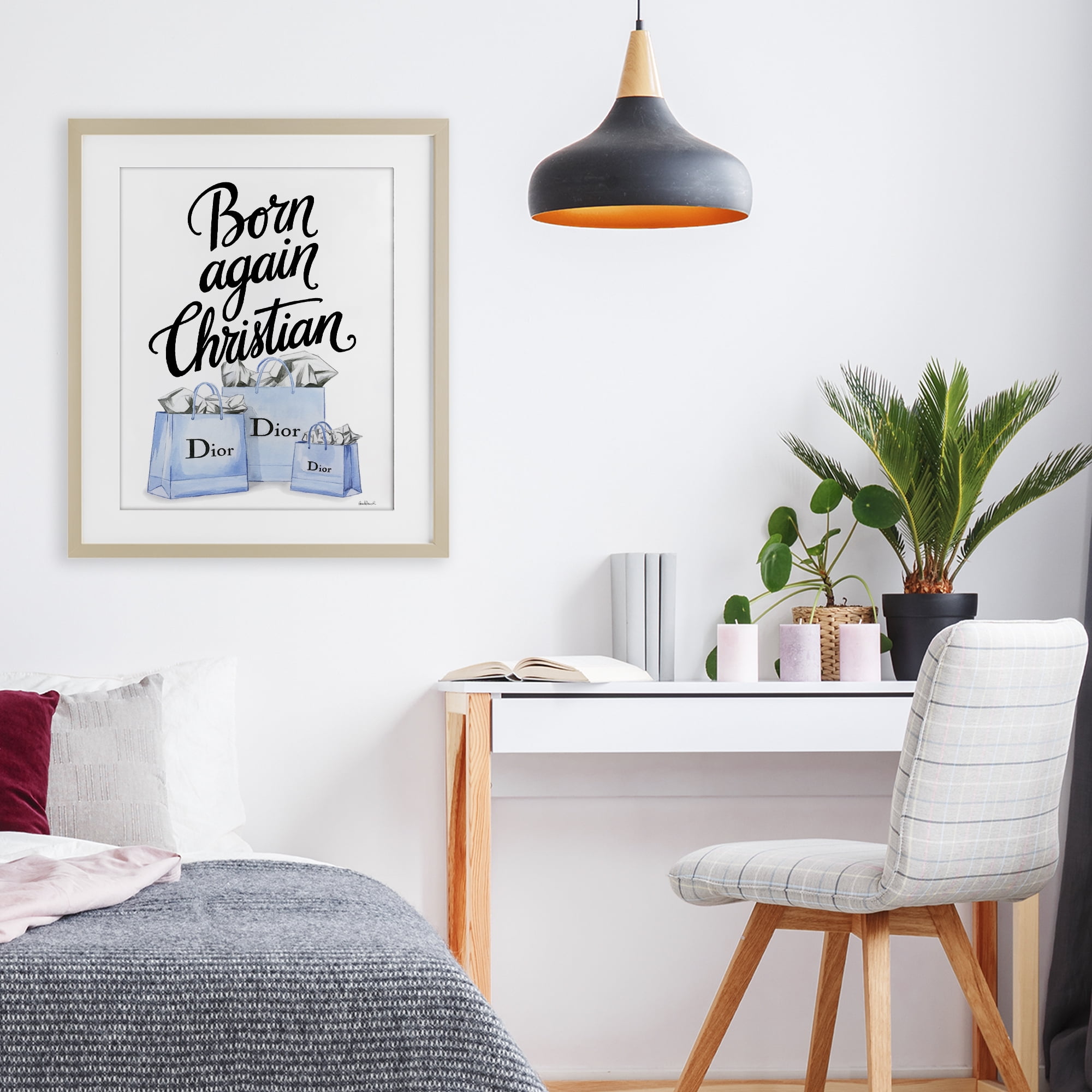 Glam Bags Born Again Christian Birch Framed Print Under Glass, design by Amanda Greenwood