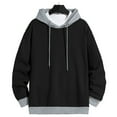 thumbnail image 3 of Lohuatrd Men Autumn Winter Casual Hoodie Sweatshirt with Drawstring Long Sleeve Cozy Stylish Pullover Sweatshirt Streetwear, 3 of 8