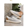 thumbnail image 3 of Men's Classic Suede Canvas Round Cap Toe Espadrilles Loafers Slip On Comfortable Flats Shoes Sneakers for Men, 3 of 8