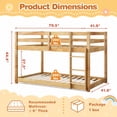 thumbnail image 5 of Solid Wood Low Bunk Bed for Boys Girls, Sesslife Twin Over Twin Bunk Bed with Guardrails & Ladder, Non-Toxic Finish, No Box Spring Needed, Easy Assembly, Natural, 5 of 7