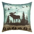 thumbnail image 2 of Moose Throw Pillow Covers 16x16 Inch Rustic Pillow Covers,Woodland Animals Cushion Covers Retro Brown Wildlife Reindeer Elk Deer Paw Print Farmhouse Decor, 2 of 7