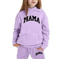 thumbnail image 5 of Gelikeya 2 Piece Sweatsuit Tracksuit Sets for Toddler Kids Boys Girls Mama Printed Hoodie Hooded Tops Pants Fall Winter Outfits (Purple, 8-9 Years), 5 of 5