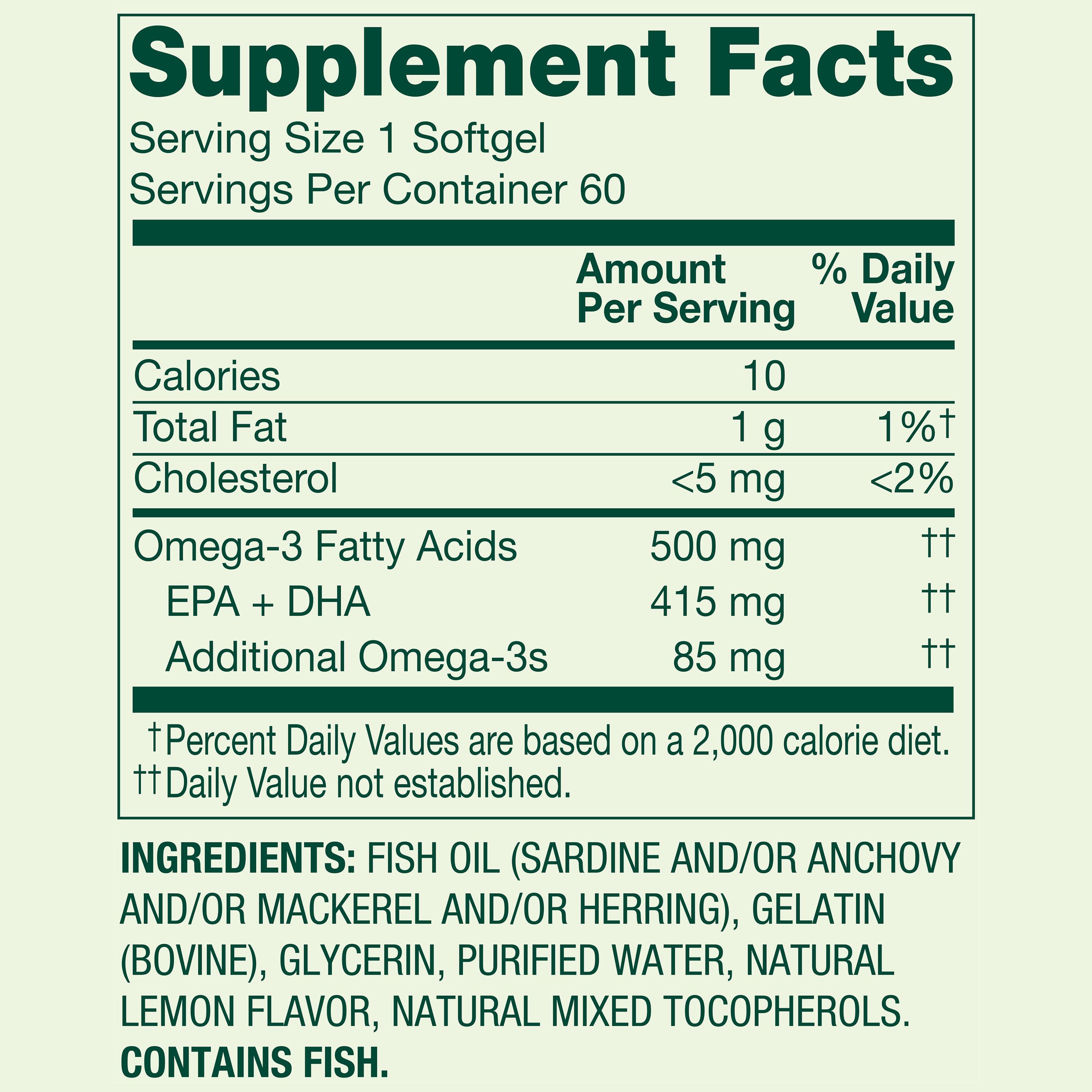 Spring Valley Fish Oil Omega-3 500mg, 60 Softgels photo 4