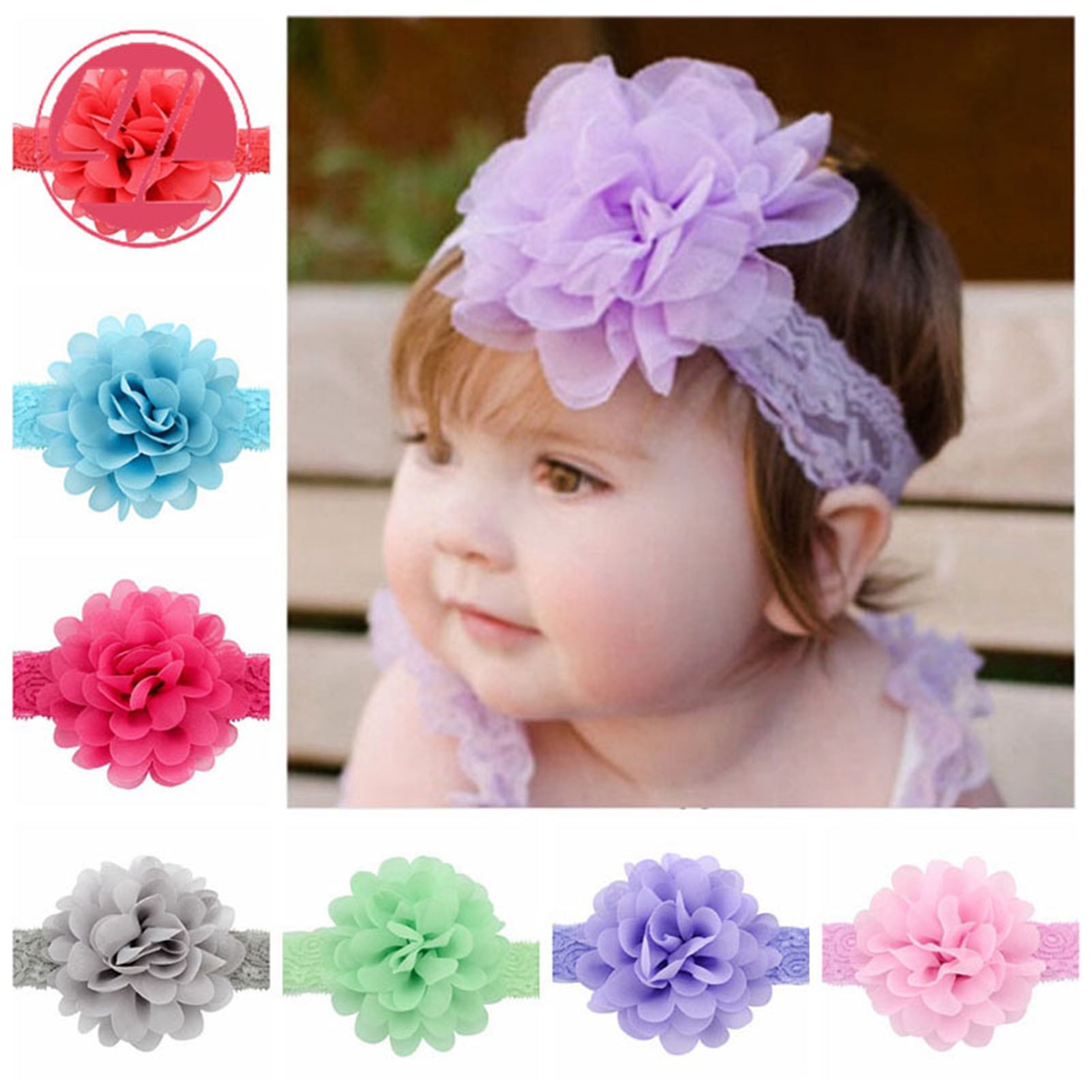 Walbest Baby Girls Hair Band Chiffon Flower Lace Headband Fixed Hairstyle  Lightweight Creative Hair band for Toddlers 