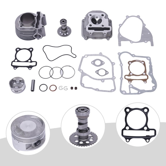 150cc 61mm Good Compatibility Big Bore Cylinder Head Kit Silver For GY6 150cc Scooter ATV Moped