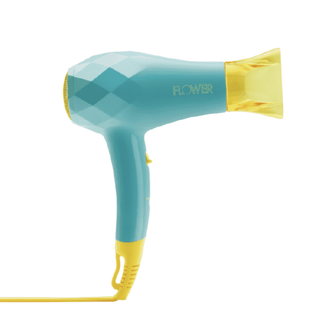 FLOWER Travel Size Mini Ceramic & Tourmaline Ionic Hair Dryer with Concentrator, 1000 Watts, Blue