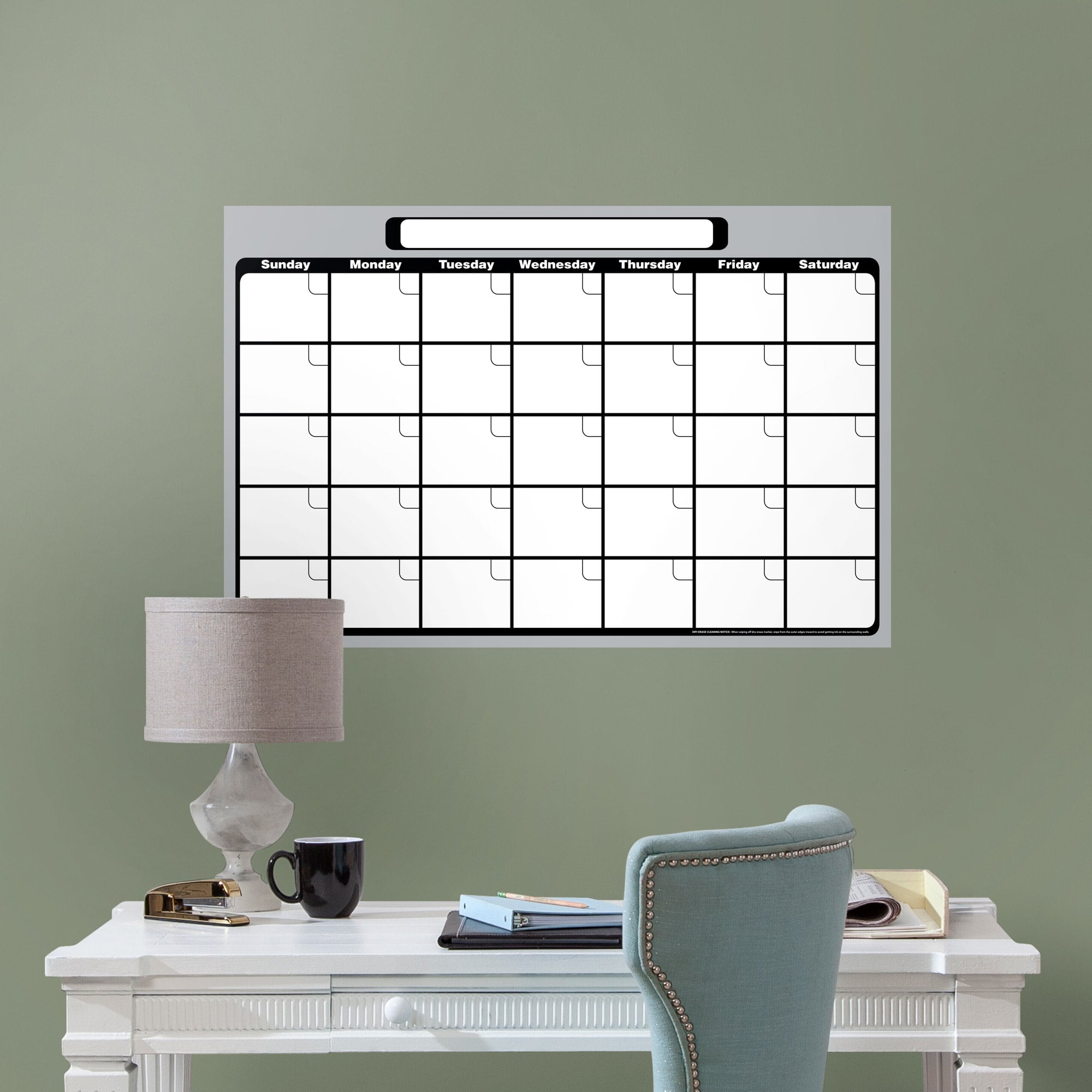 Fathead Dry Erase One Month Calendar (Grey / Black) XLarge