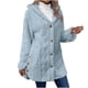 thumbnail image 2 of Chaquetas y abrigos casuales con capucha de manga larga para mujer, chaqueta cálida de invierno con capucha de manga larga, chaqueta de felpa con botones de color liso, blusa para mujer, 2 of 9