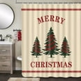 thumbnail image 6 of Vintage Farmhouse Christmas Shower Curtain Holiday Tree Bathroom Decor Pine Tree in Christmas Red and Green Bath Curtain Rustic Winter Holiday Hooks Included 72X72IN, 6 of 6