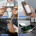 thumbnail image 4 of Dteck Detachable RFID Wallet Case for iPhone 14,Magnetic Leather 2 in 1 Removable Compatible with MagSafe Case Card Slots Wallet Ring Stand Shockproof Rubber Cover,Brown, 4 of 10