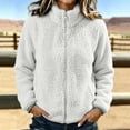 thumbnail image 5 of UDAUDU Womens Sherpa Jacket Fuzzy Full Zip High Neck Long Sleeve Coat Lightweight Fall Winter Fashion Teddy Outwear with Pocket L, 5 of 6