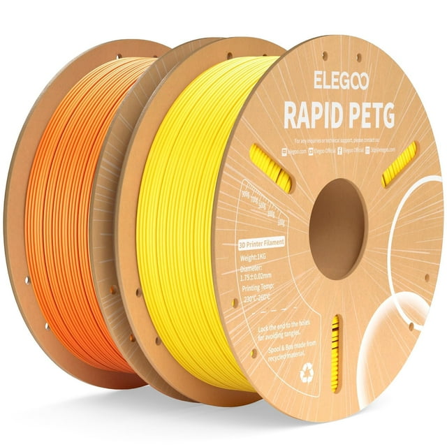 Filamento para impresora 3D ELEGOO Rapid PETG de 1,75 mm, amarillo y naranja