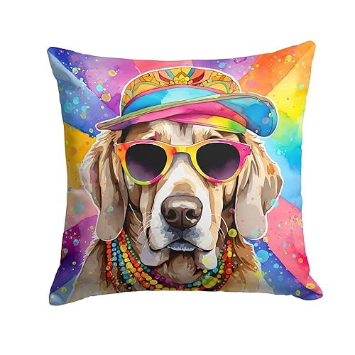 Weimaraner Hippie Dawg Fabric Decorative Pillow 14 in x 14 in