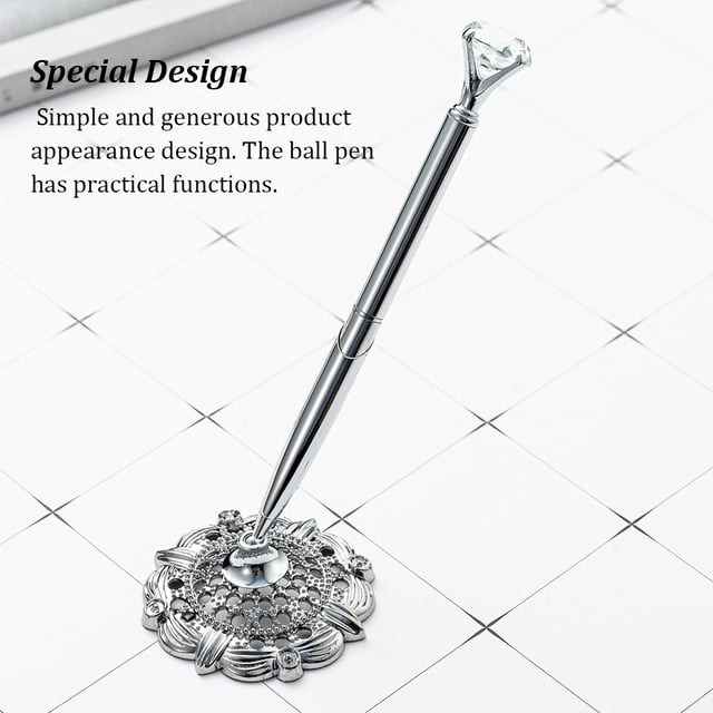 Ballpoint Pens Wedding Decoration Ball Pen Attached To Desk Signature Prop Multicolor Writing Tool for Bank Using Accessory Big Jewel/Silver