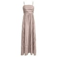 thumbnail image 7 of vigerkar Women Striped Maxi Dress Sleeveless Backless Cutout Smocked Sundress Spaghetti Straps Boho Flowy Dresses Khaki, L, 7 of 7