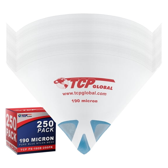 250 Pack of Paint Strainers with Fine 190 Micron Filter Tips "PURE BLUE" Ultra-Flow Blue Nylon Mesh Cone Paint Screen
