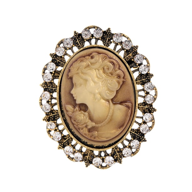 Broche con retrato de mujer Fernando joyería decorativa de estilo Retro con gemas