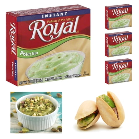 4 Packs Royal Instant Pudding Pistachio Dessert Mix Filling Fat Free 1.85oz Each