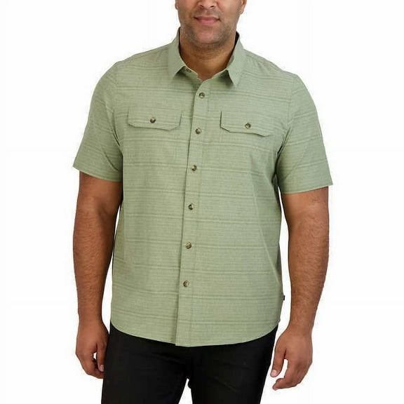 Gerry Men's Short Sleeve Woven Camp Shirt 1560863 (Green, Small)