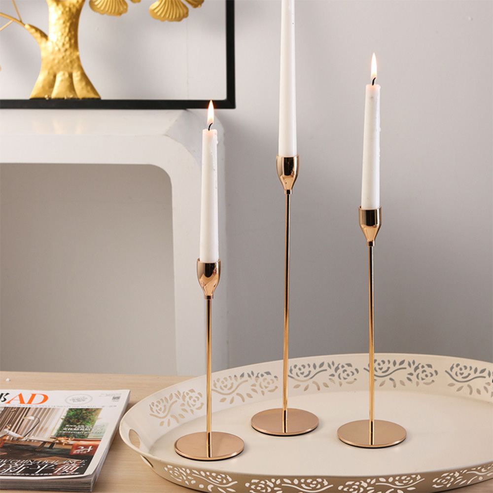 Yipa Set of 3 Taper Candle Holders Decorative Matte Tall Candle Stand