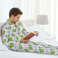 thumbnail image 2 of Mens Pajamas Set - Cute Frogs Crowns Heart Purple Comfy Long Sleeve Button Up Pajama Sets for Men 2 Piece, Soft Sleepwear Nightwear Pjs Lounge Sets for Men with Pockets, 2 of 5
